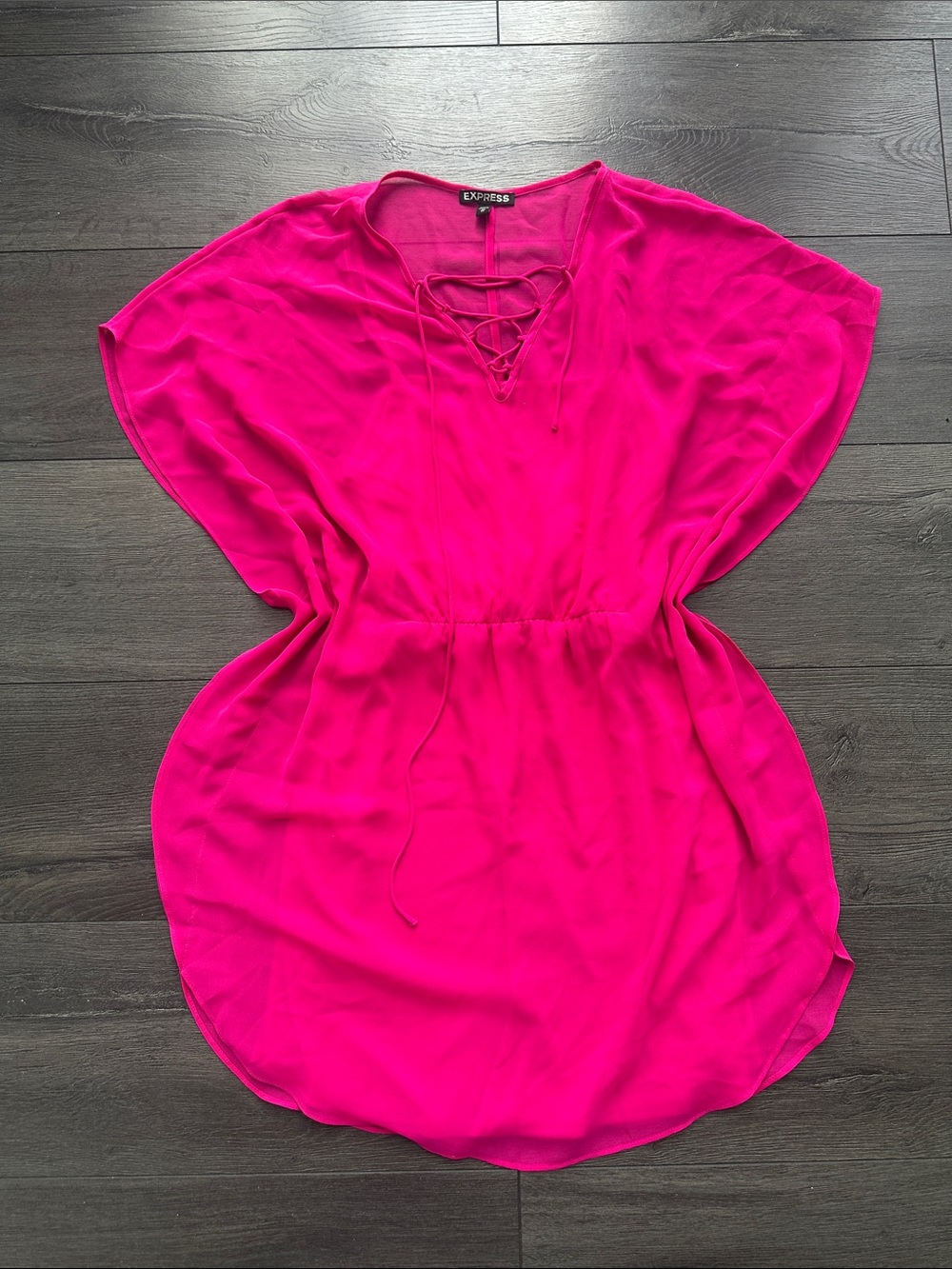 Express Hot Pink Lace-Up Tunic Dress